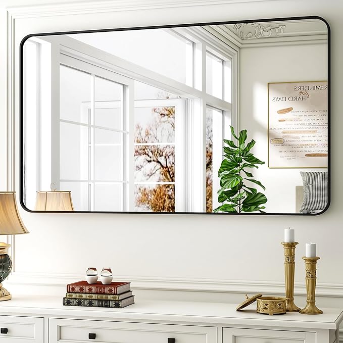 Easly 30 x 48 Inch Bathroom Mirror, Rounded Rectangular Vanity Mirror by EASLY