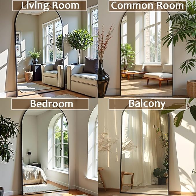 Rowjut Floor Full Length Mirror, Arched Mirrors Full Length 81"x41" - Image 5