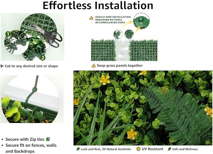 Artificial Grass Wall Roll 40"x120", 3D Green Grass Wall - Image 3