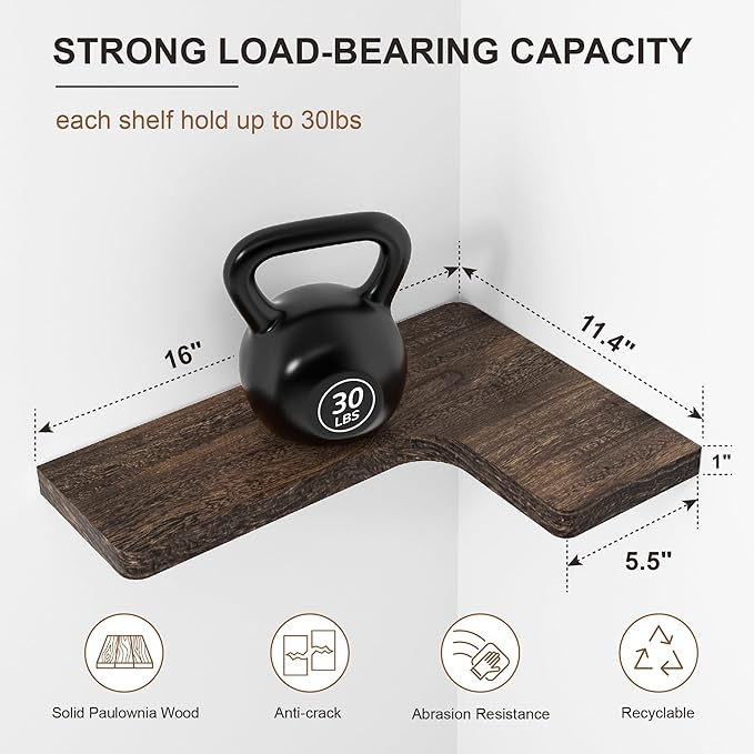 fuqing Floating Corner Shelves, Wall Shelf Set of 3, Shelves - Image 2