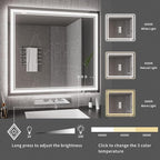 Bathroom Mirrors for Wall, 40x36 Inch Gradient Front and Backlight Lighted - Image 5