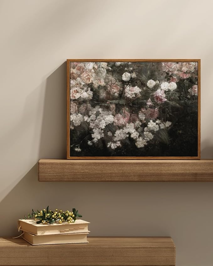 InSimSea Framed Canvas Wall Art Vintage Decor, Home Decor Garden in May Flower - Image 2