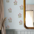 17.3" x 78.7" Vintage Blue Floral Wallpaper Peel and Stick Boho Wallpaper by LUKUUI
