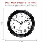 Foxtop Silent Non-Ticking Round Classic Clock Retro Quartz Decorative Battery - Image 2
