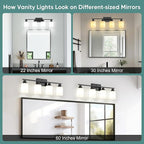 Ascher Bathroom Light Fixtures, 4-Light Vanity Light Over Mirror, Matte Black - Image 6