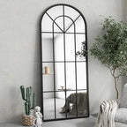 Full Length Mirror, Large Body Arched Wall Mounted Window Pane Mirrors - Image 3