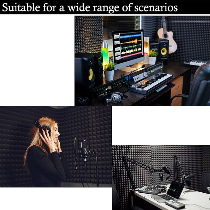 2 Pack Sound Proof Foam Panels for Walls, High Density Fire Resistant - Image 4