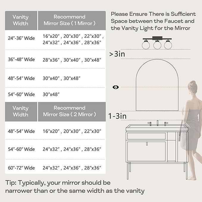 22" x 30" Black Arched Mirror, Arch Wall Mirror, Metal Frame Black Bathroom - Image 7