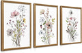 WRFON Framed Botanical Canvas Wall Art Set of 3, Watercolor Floral Prints by Unknown