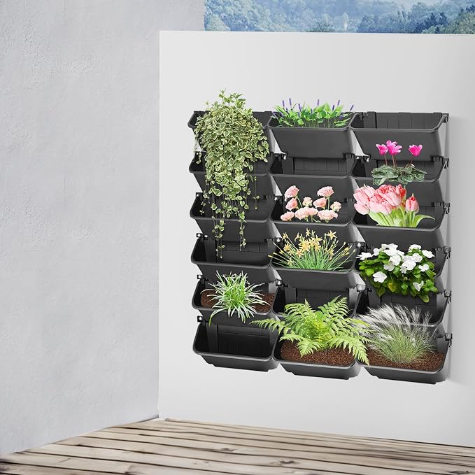 Vertical Wall Planter with 18 Pots, Hanging Garden Plant Flowerpot Holder - Image 8