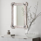 MeMoreCool White Farmhouse Bathroom Mirror, 30x20 Inch White Wood Framed Wall by MeMoreCool