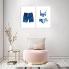 Liyark Set of 2 Retro Navy Blue And White Swimsuit Art Posters Beach Bathing - Image 6