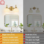 Bathroom Light Fixtures, 2-Light Gold Vanity Light Fixtures - Image 4