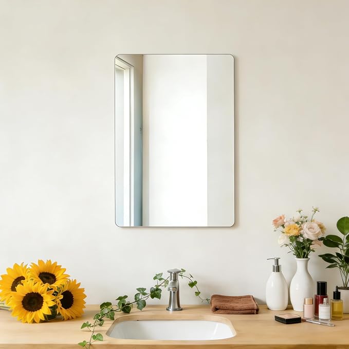 Frameless Mirror, Rectangle Bathroom Mirror by BOMINICA
