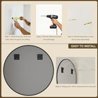 Antok 20 Inch Round Mirror for Wall, Round Bathroom Mirror, Circle Wall Mirrors - Image 7