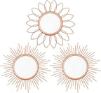 3 Pack Metal Mirrors for Wall Sunburst Wall Mirrors Home Décor Decorative by Uaussi