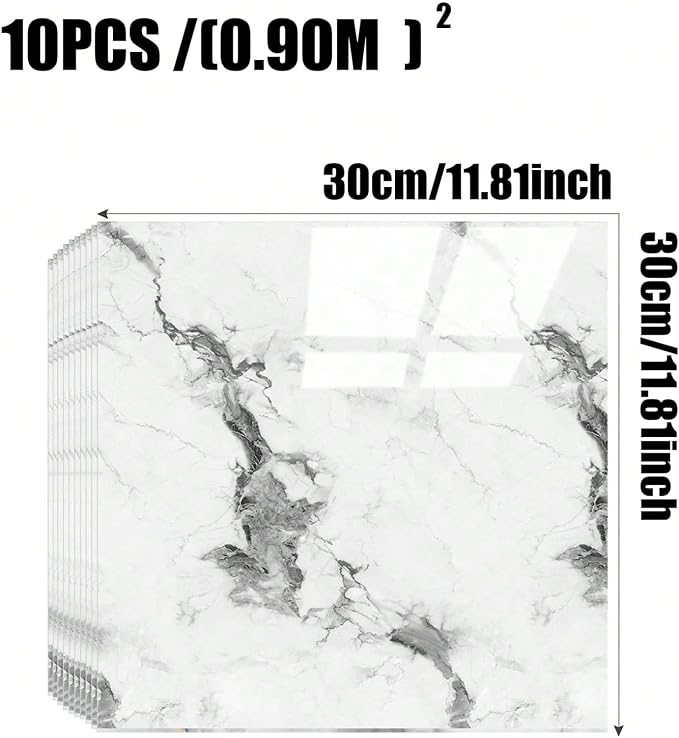 Chejiaye 10pcs Marble Peel and Stick Backsplash Waterproof Washroom Wall Panels - Image 4