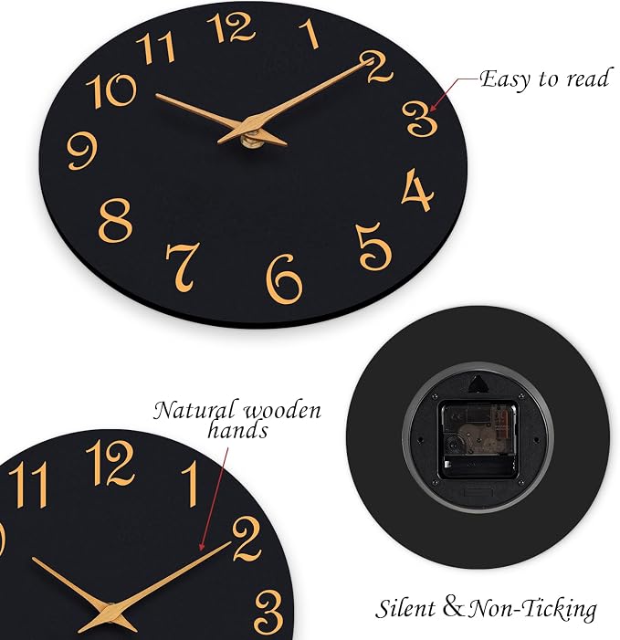 Roymnie Wall Clock, 10 Inch Modern Wall Clocks Battery Operated, Silent Non - Image 6