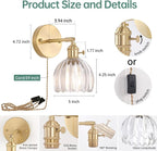 Shenmoyl Plug in Wall Sconce, Transparent Tulip Glass Lampshade Wall Light - Image 5