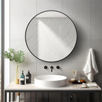 Sunniry Round Mirror 22 inch, Round Wall Mirrors Matte Metal Frame, Circle - Image 3