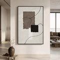 Extra Large Framed Neutral Abstract Wall Art, Vertical Modern Canvas Prints by Cuspin