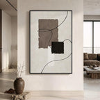 Extra Large Framed Neutral Abstract Wall Art, Vertical Modern Canvas Prints by Cuspin