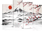 LyerArtork 4 Panel Japanese Ink Painting Wall Art Mount Fuji by LyerArtork