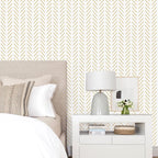 Erfoni Yellow and White Peel and Stick Wallpaper Modern Herringbone Wallpaper - Image 2