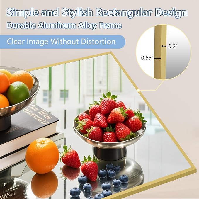 Large Mirror Full Length with Stand, Hanging or Wall Mounted, Tempered Glass - Image 4