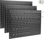 Peg Board, 3 Pack Metal Pegboard Panels Black Pegboards Wall Organizer by MUWOOD