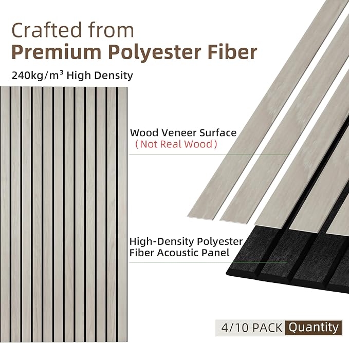 TO-TH Wood-Look Acoustic Wall Panels, 10 Pack 47.2” x 23.6” Sound Panels - Image 2