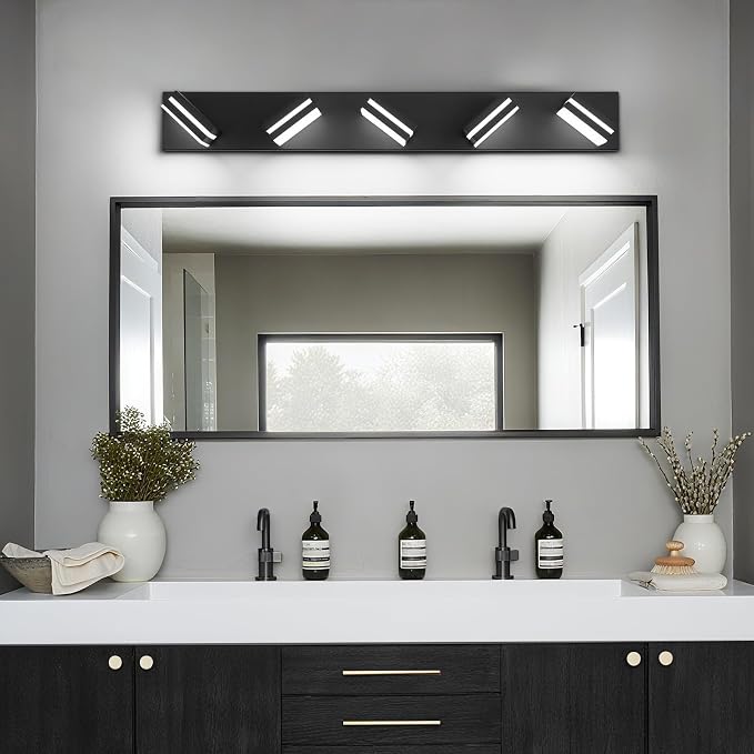 Modern LED Bathroom Lights Fixtures, Metal Black Acrylic Wall Lighting - Image 6