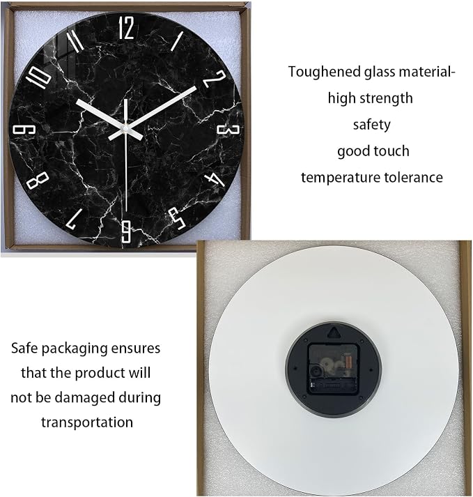 Oversized Decorative Clocks Battery Operated 24 Inch Marble Black Wall Clock - Image 6