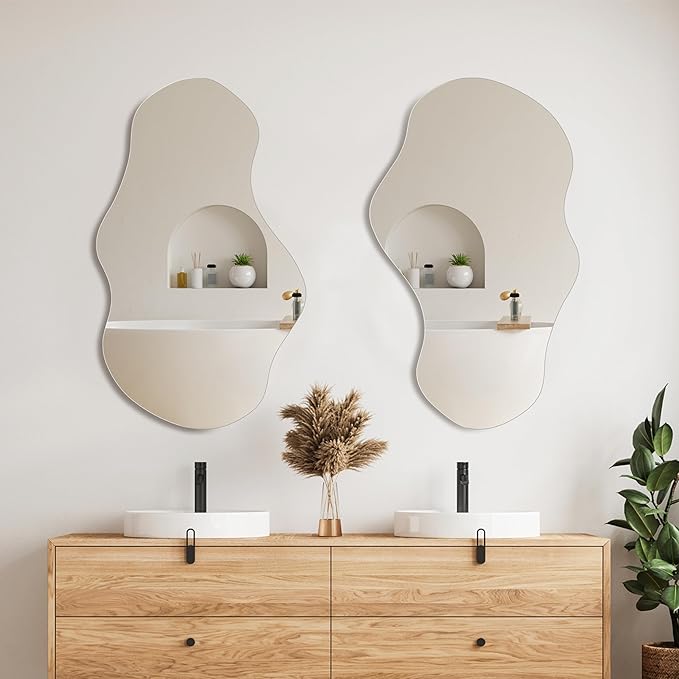 PERFNIQUE Irregular Wall Mirror Asymmetrical Mirror, Cloud Frameless, Wall - Image 8