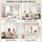 Koonmi Gold Mirrors for Wall, 26x38 Inch Bathroom Mirror, Rectangular Wall - Image 7