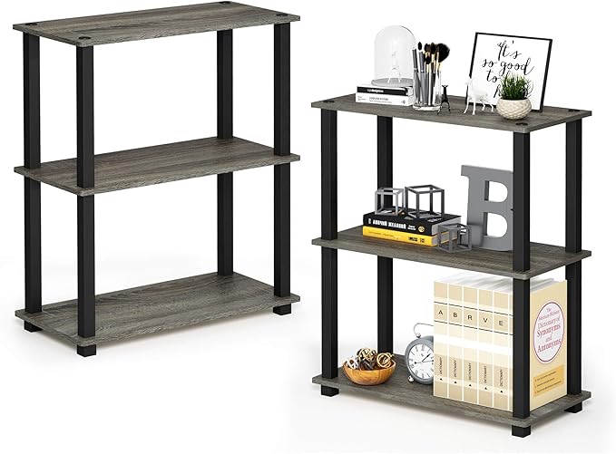 Furinno TURN-S-TUBE Storage Shelves Set of 2, 3-Tier Book Shelf, Corner Shelf by Furinno-FitsYourSpaceFitsYourBudget
