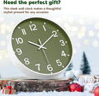 Silent Wall Clock Non-Ticking Battery Operated – Modern Olive Green Analog Wall - Image 5