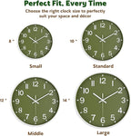 Silent Wall Clock Non-Ticking Battery Operated – Modern Olive Green Analog Wall - Image 7