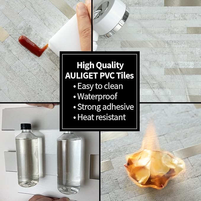 AULIGET 2 Sheets Faux Stone Peel and Stick Backsplash - Image 6