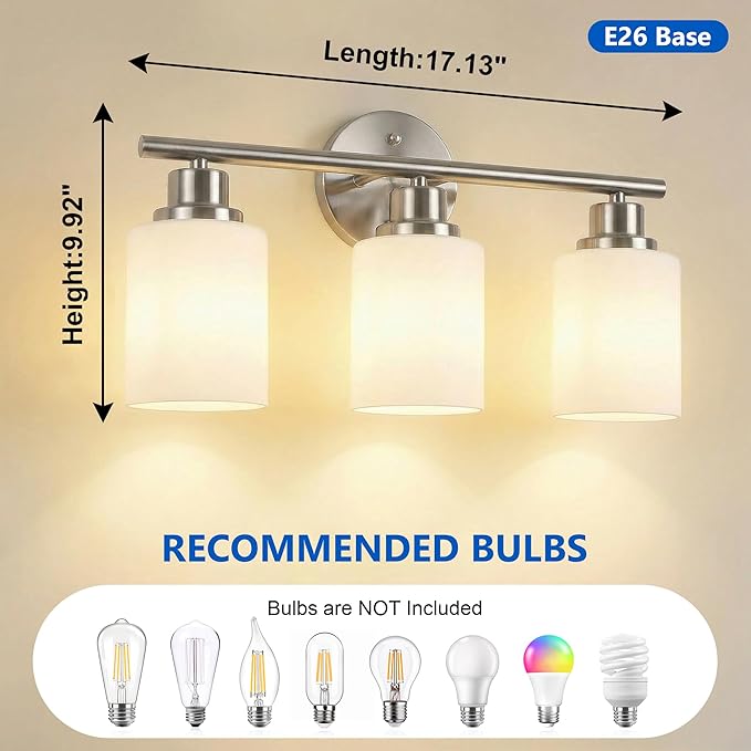 Unicozin 3 Light Bathroom Light Fixtures, Modern Vanity Lights - Image 2