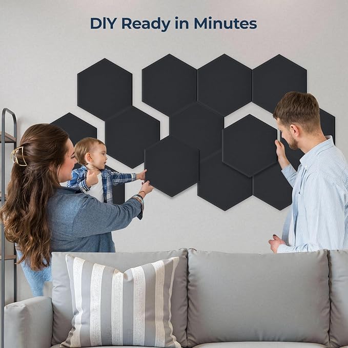 18 Pack Hexagon Acoustic Panels, Self-Adhesive Acoustic Wall Panels - Image 4