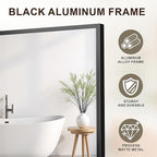 Large Black Bathroom Mirror, Shatterproof & Anti-Rust Vanity Mirror Wall Mount - Image 5