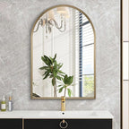 Bathroom Arched Wall Mirror Brushed Metal Vanity Wall Mounted Mirror - Image 3