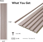 8-Pack WPC Wall Panels 118’’ x 6.3’’ 3D Slat Wall Panel Acoustic Wall Paneling - Image 2