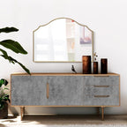Besdomus Gold Scalloped Mirror for Vanity: 32"x24" Modern Minimalist Wooden - Image 8