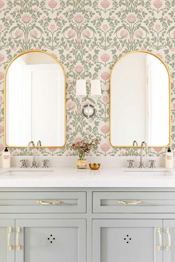 YXTII Peel and Stick Wallpaper Pink Floral Damask Wallpaper - Image 7