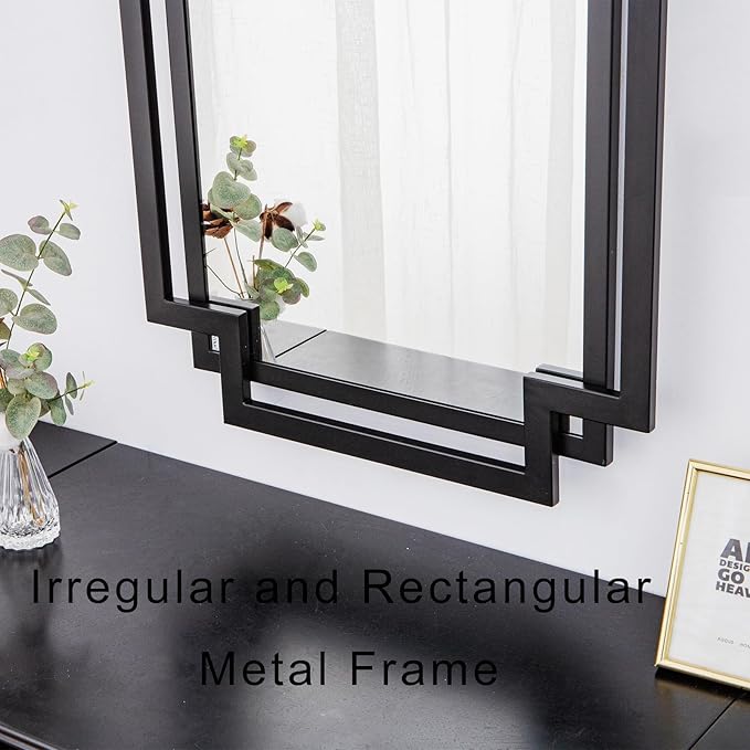 Black Decorative Mirror for Wall Decor, Contemporary Bathroom Mirror Above Sink - Image 3