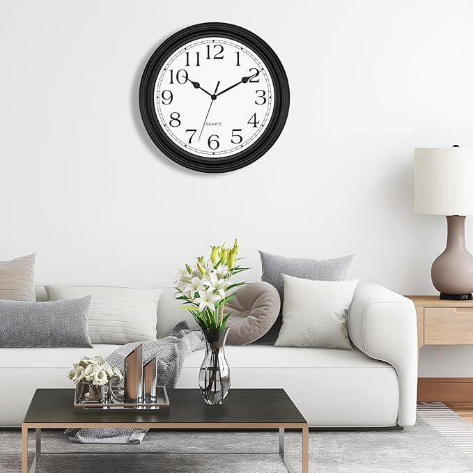 Foxtop 14 Inch Wall Clock Battery Operated Silent Non-Ticking Round Classic - Image 5