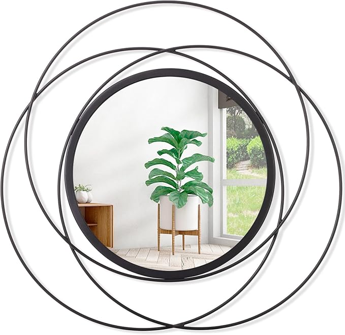 Black Circle Mirror Mounted Round Decorative Mirrors Circle by HLFMVWE