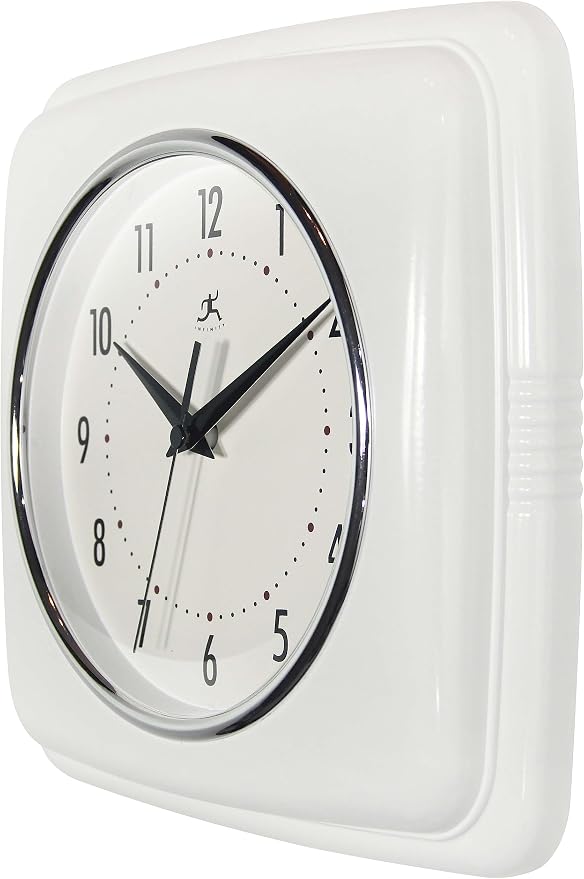 Infinity Instruments Retro – 9-Inch Square Silent Non-Ticking Mid-Century - Image 3